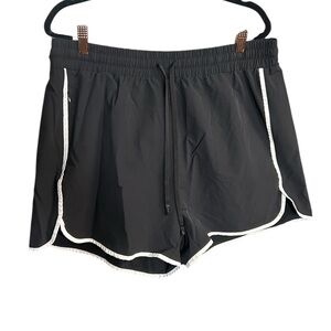 Mono B Black Athletic Shorts with White Trim